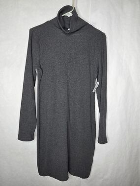 Old Navy Ribbed Turtleneck Dress in Charcoal